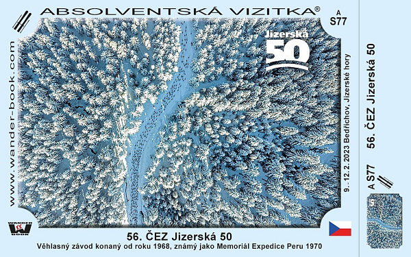 Turistická vizitka Jizerská 50 z roku 2023