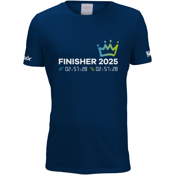 FINISHER tričko pánské tmavě modré Swix Jizerská 50 + Běhej lesy Jizerská s tvými cílovým časy