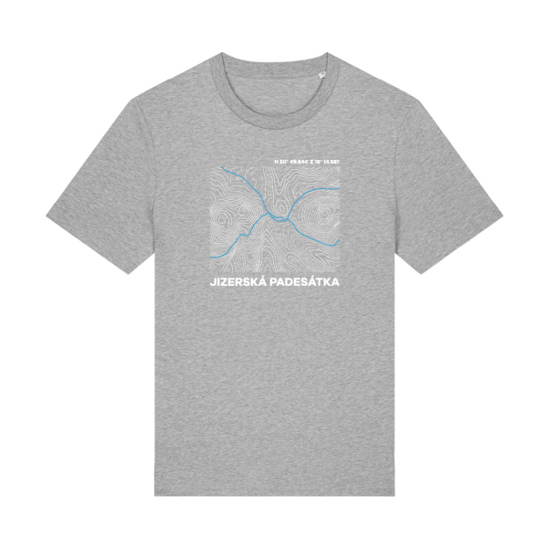 Tričko pánské světlý melír Jizerská 50 - vrstevnice - kolekce 2026