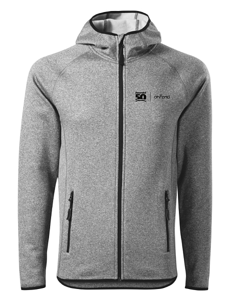 Mikina pánská fleece šedý melír s výšivkou Jizerská 50 - kolekce 2026