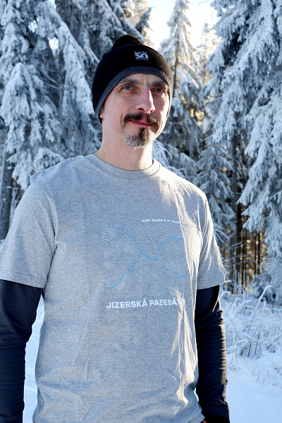 Tričko pánské světlý melír Jizerská 50 - vrstevnice - kolekce 2026