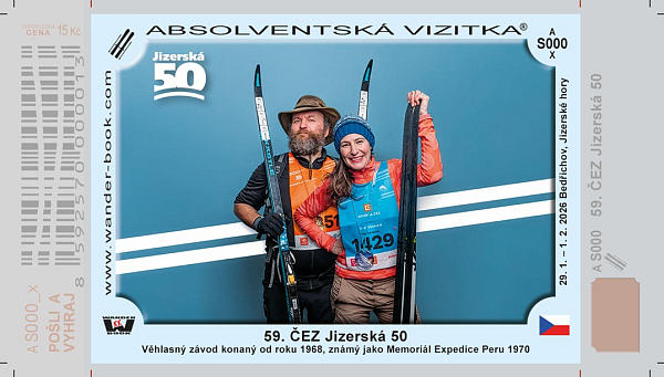 Turistická vizitka Jizerská 50 z roku 2026